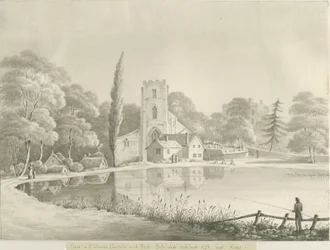 Lichfield - Igreja de São Chade: desenho em sépia