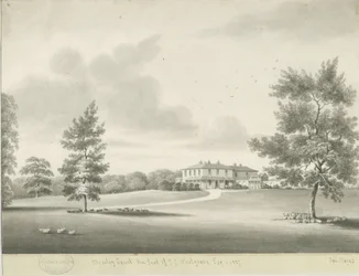 Moseley Court: desenho em sépia, 1837