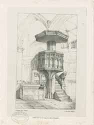 Wolverhampton - Púlpito na Igreja de São Pedro: litografia, sd [c 1844] (impressão)