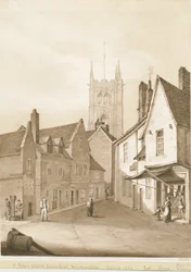 Wolverhampton - Igreja de São Pedro: desenho em sépia, 1838