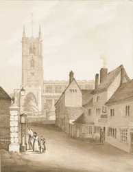 Wolverhampton - Igreja de São Pedro: desenho em sépia, 1838