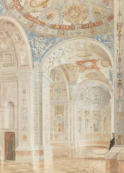 O interior da Villa Madama com decorações de Giulio Romano e Baldassare Peruzzi,