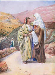 Ruth e Naomi, do livro de imagens da Bíblia publicado por Thomas Nelson, c.1950