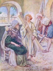 A infância de Jesus, do livro bíblico publicado por Thomas Nelson, c.1950