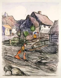 Goose Girl, Polónia (guache e carvão vegetal sobre papel)