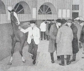 Negociantes de cavalos no Barbican (Barbican No.2) 1921 (litho)