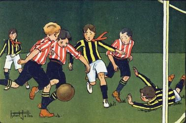Futebol. Gravação em "O que estamos a jogar? "por E. Weber com desenhos a aguarela de Robert Salles (1871-1929). Librairie Garnier Freres, Paris