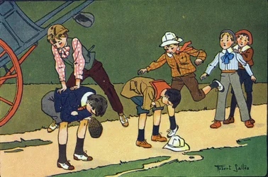Saltar ovelhas. Gravação em "O que estamos a tocar? "por E. Weber com desenhos a aguarela de Robert Salles (1871-1929). Librairie Garnier Freres, Paris