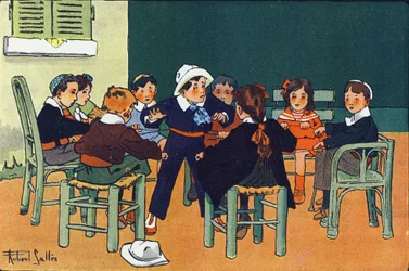 Para o furão. Gravação em "O que estamos a tocar? "por E. Weber com desenhos a aguarela de Robert Salles (1871-1929). Librairie Garnier Freres, Paris