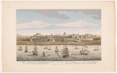 Gezicht op Fort Saint George te Madras
Forte St. George na Costa de Coromandel. Pertence à Companhia das Índias Orientais de Inglaterra (título sobre o objecto)
Nederzettingen van de VOC (título da série)