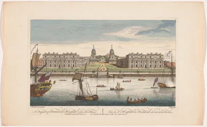 Vista do Hospital de Greenwich no rio Tamisa em Greenwich
Uma perspectiva do Hospital Greenwich do rio (título sobre o objecto)
Londres (título da série)