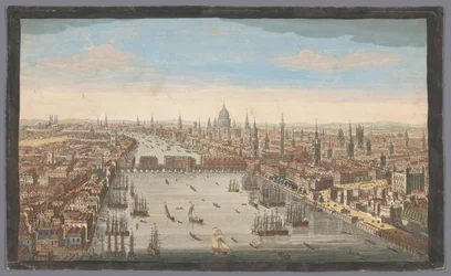 Vista da cidade de Londres Uma visão geral da cidade de Londres, junto ao rio Tamisa (título no objeto) Londres (título da série)