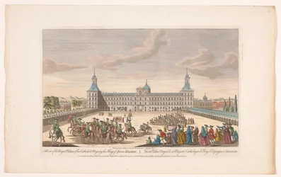 Gezicht op het Koninklijk Paleis te Madrid
Uma vista do Palácio Real de sua majestade católica o rei de Espanha, Madrid (título sobre o objecto)
Madrid en Lissabon (título da série)