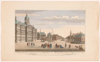 Vista do Stadhuis em Amesterdão com bombeiros na Praça da Barragem
Uma vista da Stad House e dos motores de extinção de incêndios em Amesterdão (título sobre o objecto)
Holanda (título da série)