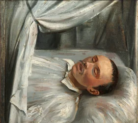 Poeta Mikhail Lermontov 1814-1841 no leito de morte, 1841.