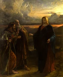 Cristo e os dois discípulos no caminho para Emaús