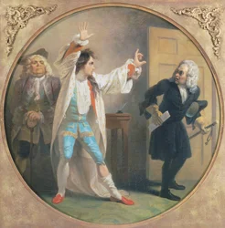 Acto IV, Cena I de Amor por Amor de William Congreve (1670-1729), pintura de Robert Smirke (1752-1845). Reino Unido