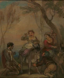 Ilustração para Dom Quixote (com figuras sobre um burro)
