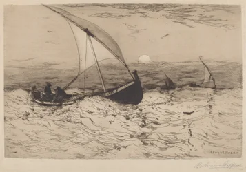 Barcos de pesca napolitanos voltando para casa