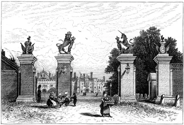 Entrada ao palácio de Hampton Court, 1880.