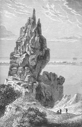 Pico e barreira de corais de Borabora, c1885, 1890