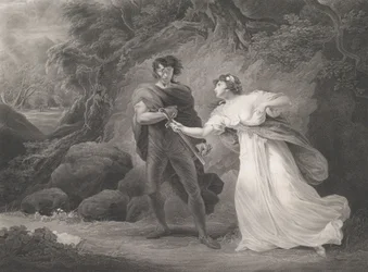 Pisanio and Imogen Shakespeare, Cymbeline, Act 3, Scene 4..., publicado pela primeira vez em 1801, reeditado em 1852.