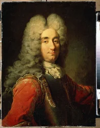Retrato de um homem (Retrato de um homem). Pintura de Robert Tournieres (1667-1752). Óleo sobre tela, tamanho: 75 x 55 cm