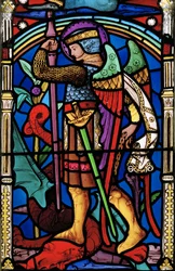 O último julgamento, detalhe, St Michael, 1863 (vitral)