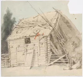 Edifício com telhado de colmo