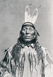 Vista de rosto inteiro de um índio sioux, 1912