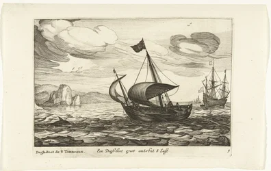 Dogger de bota de cachorro Een Dogh-boot groot cerca de 8 Last / Dogh-Boot de 8 Tonneaux (título no objeto) Hollandse scheepstypen, 1627 (título da série) Vários navios Don ton se sert dans les Unies Províncias / Ícones de vários navios holandeses cujo uso
