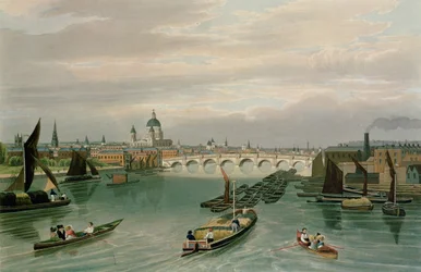 Uma vista da ponte e do St. Paul de Blackfriars, bar. 1820 por Colnaghi und Co.