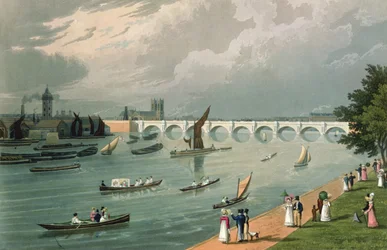 Vista da ponte de Waterloo, bar. 1820 por Colnaghi und Co.