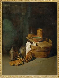 Natureza-morta com utensílios domésticos (pintura sobre madeira de carvalho)