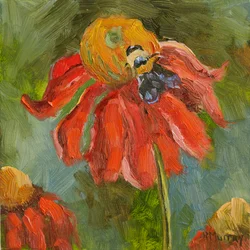 Kismet Coneflower, 2023 (óleo sobre painel)