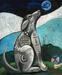 O Cão e a Lua Azul, c.2020 (óleo sobre tela)