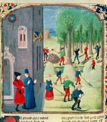Ms. Lat 1173 Cicultura e Corte de Lenha, das Horas de Charles d&39;Angouleme, c.1480