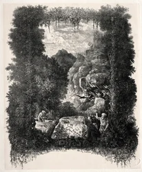 Primeiro frontispício de fábulas e contos de fadas de Thierry-Faletans, 1868.