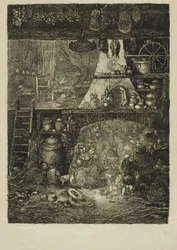 Interior, casa de camponês em Haute-Garonne