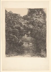 Paisagem rochosa com riacho e cachoeira o presente