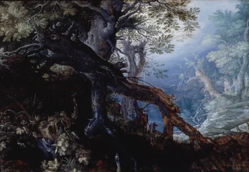 Floresta com veados, c.1608-10 (óleo sobre painel)