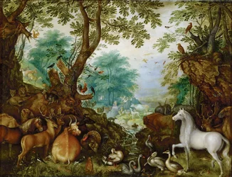 Orphee parmi les animaux - Orpheus entre os animais - Roelant (Roelandt) Savery (1576-1639). Óleo sobre cobre, ca. 1628. Dimensão : 27,5x36 cm. Museu de História de Arte, Vienne