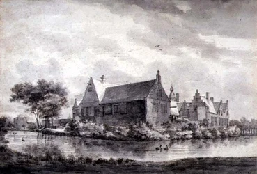 PD.645-1963 The Castle of Marquette, Holland, c.1646-47 (lavagem, giz, caneta e tinta sobre papel)