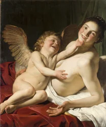 "Venus et Cupidon" (Venus e Cupid) Peinture de Roeloff van Zijl (actif vers 1608-1631) vers 1625 Frans Hals Museum Haarlem