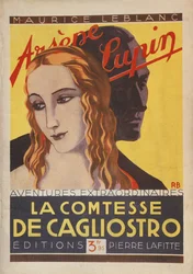 Capa de "A Condessa de Cagliostro", uma aventura de Arsene Lupin, de Maurice Leblanc (1864-1941) 1929 (litografia a cores)