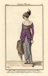 Mulher com vestido de chá, vestido justo e turbante
