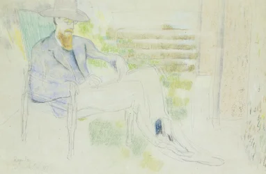 Lytton Strachey escrevendo no Garden,