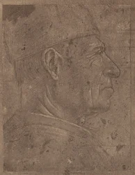 Desenho de uma cabeça de homem de perfil por Agnolo Gaddi