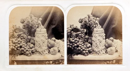 Caneca de marfim e fruta