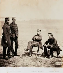Major-general Henry William Barnard e estado-maior, de um álbum de 52 fotografias associadas à Guerra da Crimeia, 1855